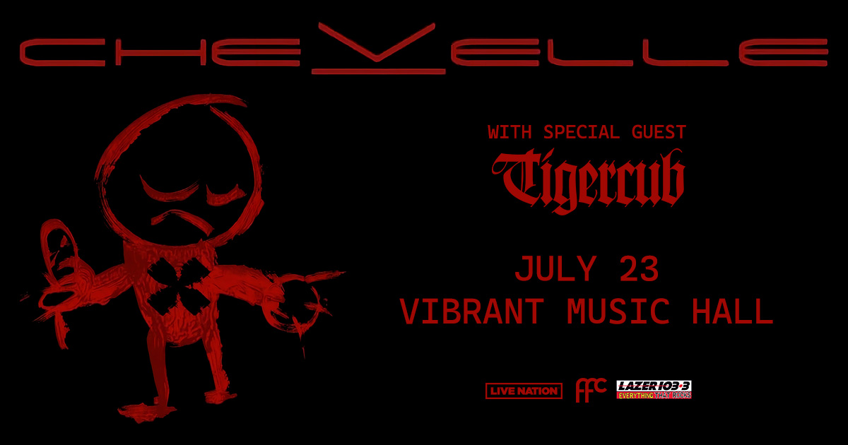 Just Announced! @ChevelleInc and special guest @tigercub will be at @VibrantHall in Waukee, IA on July 23rd! ☢️ Tickets on sale Friday, April 19th at 10:00 AM // ticketmaster.com/event/21006089…
