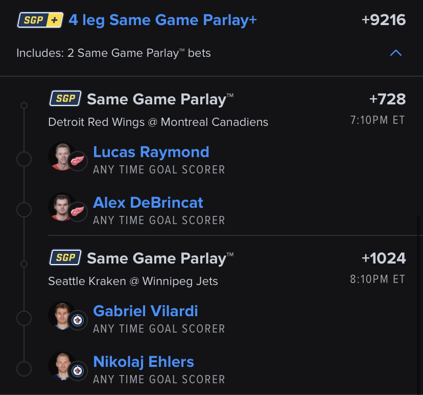 Little goal scorer lotto tonight for .5u All four of these guys scored the last time they faced these teams, and these are the two sides I'm most drawn towards tonight DeBrincat and Raymond shooting like crazy. Ehlers and Vilardi both near the top of the team in expected…