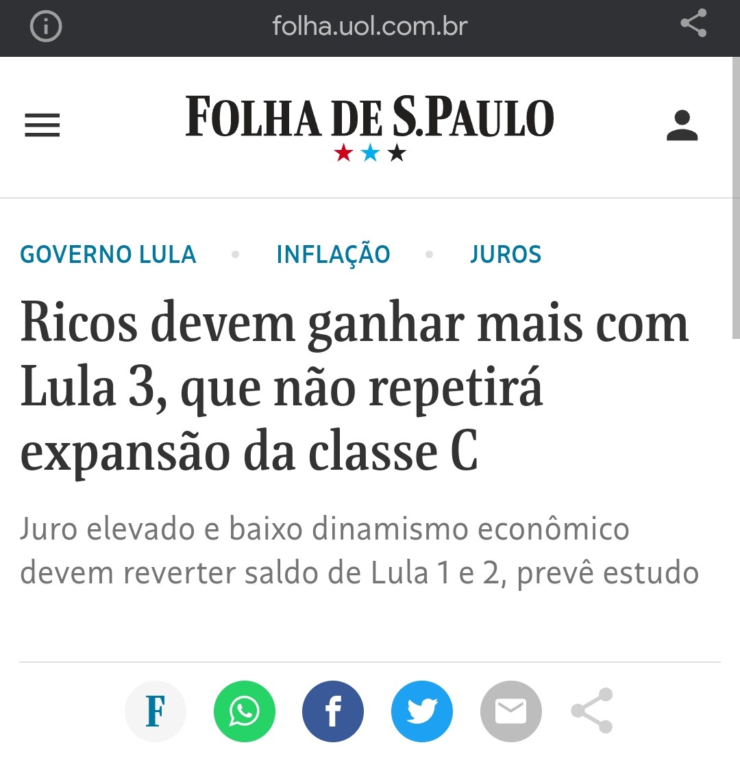 Lula 3 governa para os mais ricos, o pobre que lute.