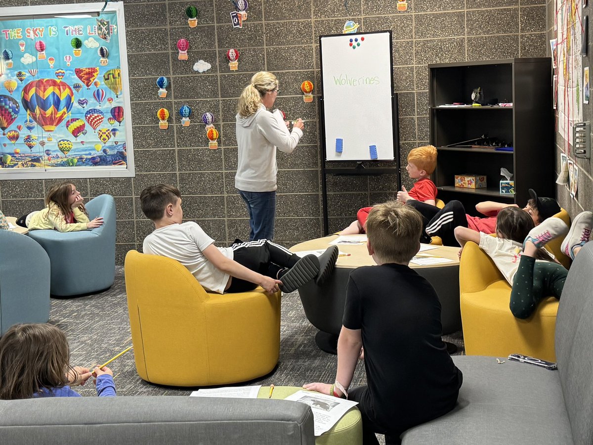 At Meadow Ridge Elementary some 2nd graders were busy with math - measurement and pictographs. Other 2nd graders were learning vocabulary before listening to a story. And some students were using our new collaboration space . #RamPride