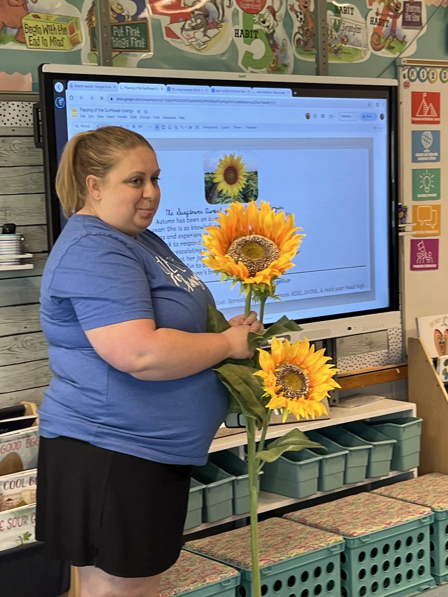 Our MHP, Mrs. Mozier received the Sunflower Award today! Beyond happy that she joined our team this year. Much deserved recognition for the work she does daily to support our kiddos! 💙🪴🐴 #growingtogether