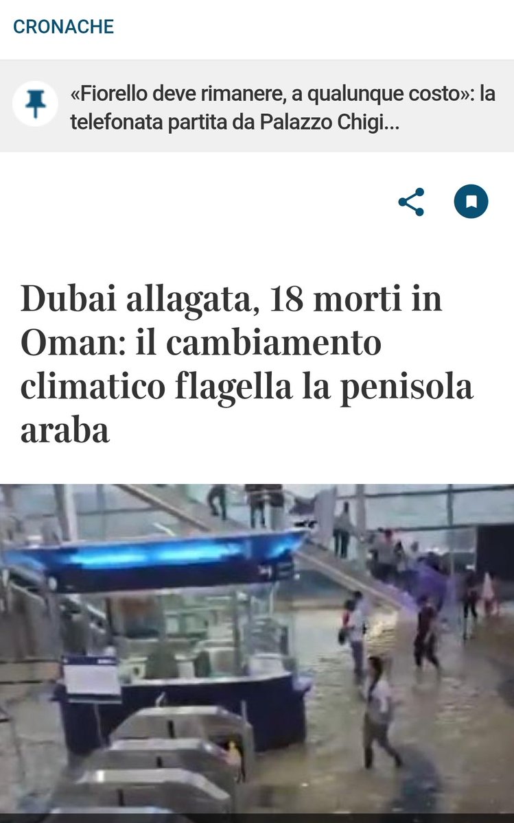 Questo è il corriere della sera di oggi. In Oman è atterrato stamattina un mio amico (e gli sto pure tenendo il cane, quindi ha già telefonato) ... Lieve pioggerellina qua e là.