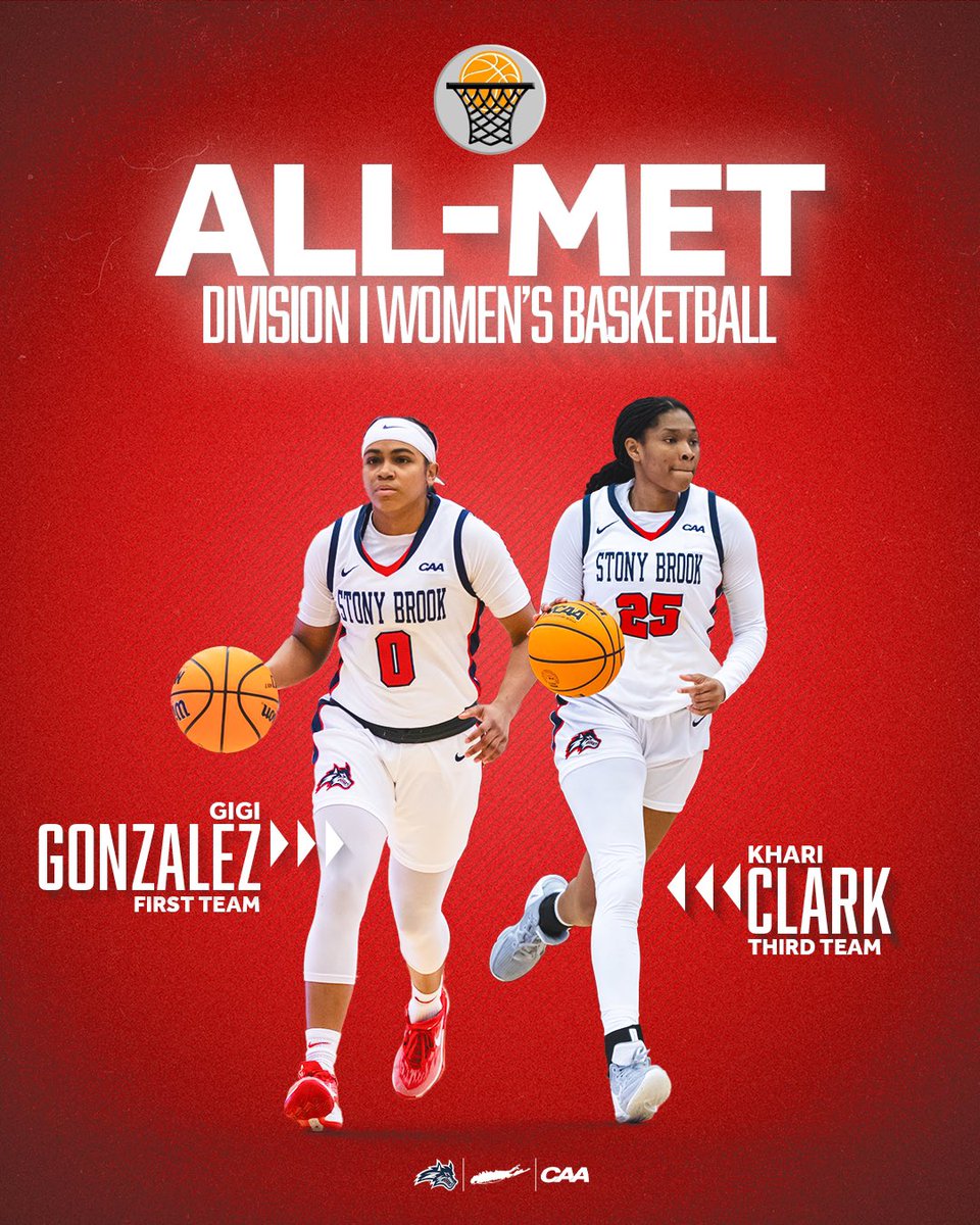 Proud of this duo ❤️ Congratulations to @gigijgonzalez and @khariclarkk on earning All-Met honors! 📰: bit.ly/448YRMo 🌊🐺 x #CAAHoops x @MetBasketballW