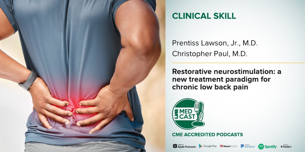🎙️ Drs. Prentiss Lawson, Jr., and Christopher Paul were featured on @uabmedicine's MedCast podcast, 'Restorative Neurostimulation: a New Treatment Paradigm for Chronic Low Back Pain,' where they discuss new treatments for low back pain. Listen here: bit.ly/43XhJxQ