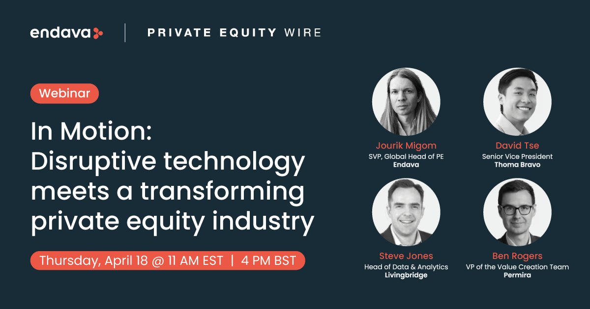 How is AI making an impact in private equity? okt.to/kcPK0e   In our next webinar with Private Equity Wire, Jourik Migom, Thoma Bravo's David Tse, Livingbridge's Steve Jones and Permira's Ben Rogers discuss.    Join us April 18 & get the full report when you register!