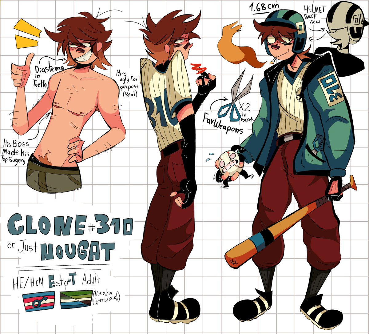 Wanted to remake Nougat's ref sheet in my current art style 🚹,,,,