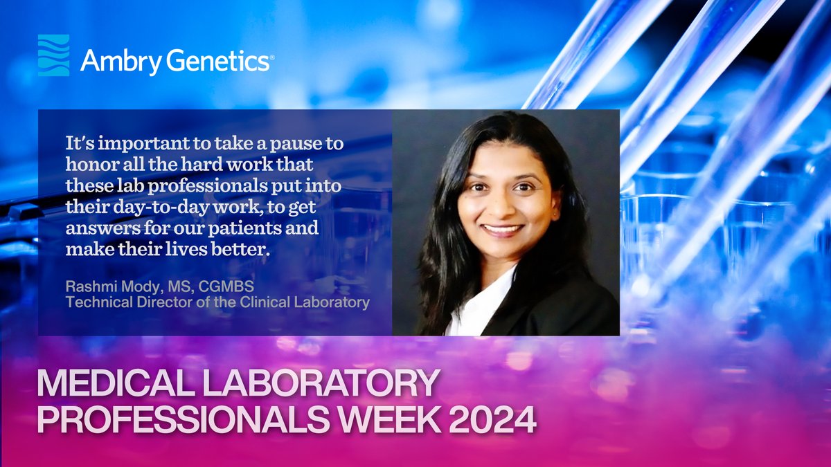 AmbryGenetics's tweet image. Rashmi Mody, Technical Director of the Clinical Laboratory, and her team oversee serve as a bridge between R&amp;amp;D and the clinical lab. She reflects on what makes Ambry unique. “We put the patient first, and that’s how we work.” #ASCPLabWeek24! #TheLabIsEverything #OneAmbry