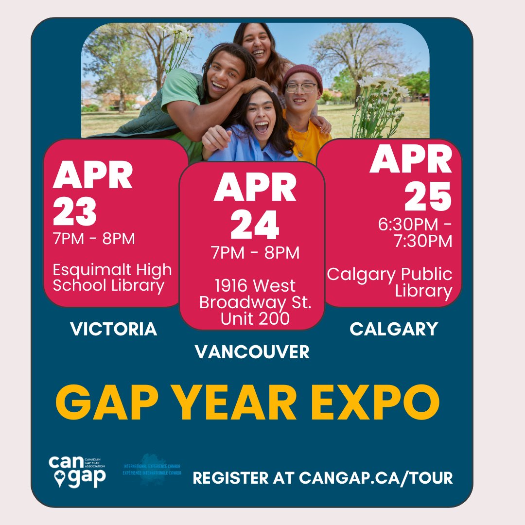 West Coast Gappers! We're coming to you next week for our Gap Year Expo Tour! Get your hands on planning resources, connect with program partners, alum, and our team, and get inspired for what's ahead. Grab your free ticket - cangap.ca/tour