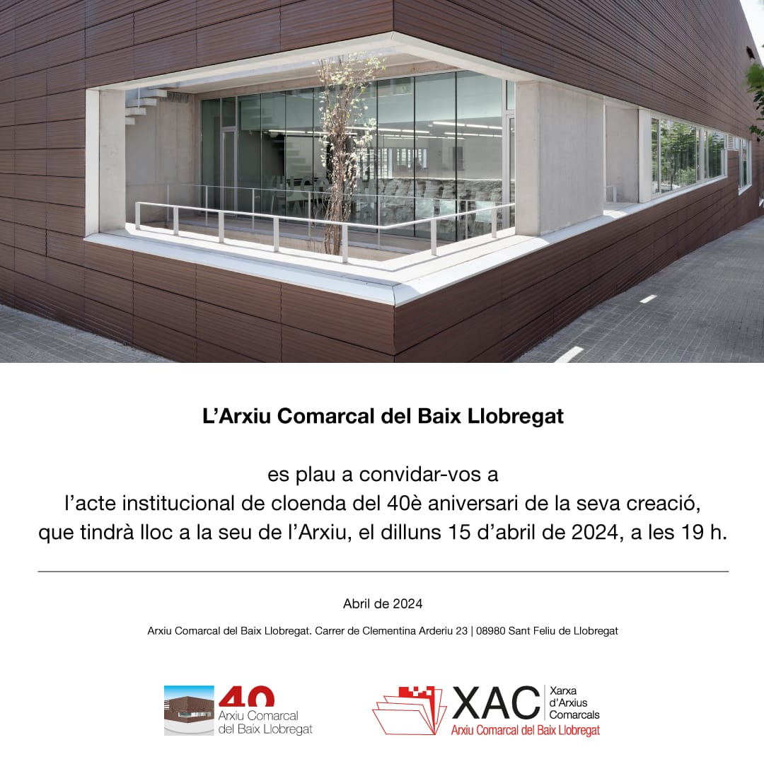 Un acte molt emotiu el de la celebració dels #40Anys del @acbllobregat en el si de la #XAC al capdavant del qual hi ha hagut tots aquests anys la @luzretuerta una gran professional, arxivera i historiadora que amb el seu equip l'han fet tot un referent per la recerca i memòria