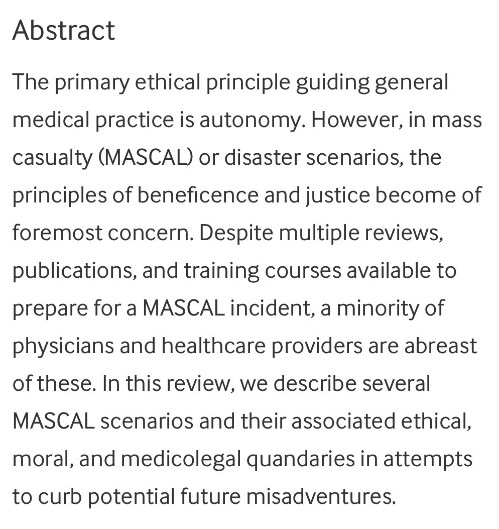 @DrTanyaEgodage @jaydoucet @TCCACS Paper from Mattox Meeting “Ethics in disaster, mass casualty care, and critical care” by @DrTanyaEgodage @jaydoucet @pppatelmd @docmartin22 #TCCACS24 #TCCACS2024