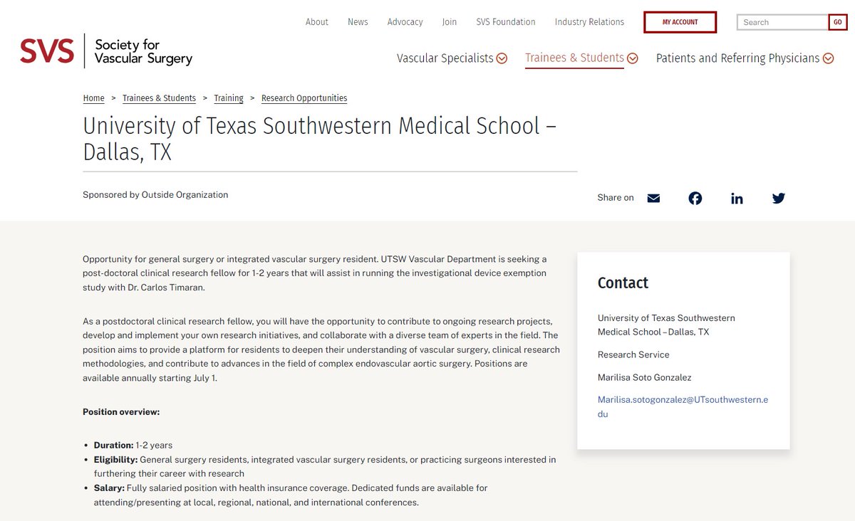 Carlos Timaran (@ch_timaran) on Twitter photo Exciting Opportunity in Vascular Surgery Research! Our department is currently seeking a post-doctoral clinical research fellow for a 1-2 year term. For more information, please visit:
vascular.org/trainees-stude…
<a href="/UTSW_Surgery/">UTSW Surgery</a> <a href="/VascularSVS/">Society for Vascular Surgery</a> Exciting Opportunity in Vascular Surgery Research! Our department is currently seeking a post-doctoral clinical research fellow for a 1-2 year term. For more information, please visit:
vascular.org/trainees-stude…
<a href="/UTSW_Surgery/">UTSW Surgery</a> <a href="/VascularSVS/">Society for Vascular Surgery</a>