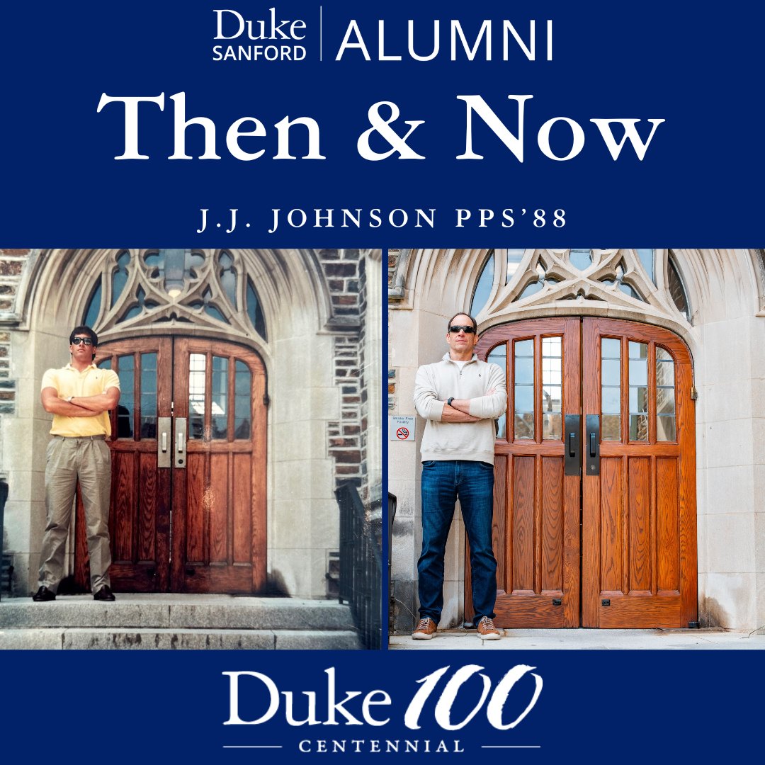 #DukeSanfordAlumni
To celebrate the Centennial, we are ft. photos of public policy alums THEN as Duke students and NOW as engaged alum. J.J. Johnson PPS'88 is currently a member of the Sanford Board of Visitors and Senior Advisor, Fidelity Investments, Washington D.C.
#Duke100