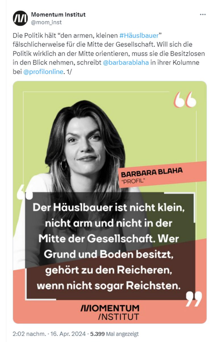 Weil die Häuslbauer und Eigentumswohnungs-Besitzer zu den Reichsten-laut Blaha-gehören, werden auch sie viel höher besteuert werden, damit die Umverteilung in Gang kommt. Endlich die Wahrheit. Denn mit Millionären allein geht sich nix aus…