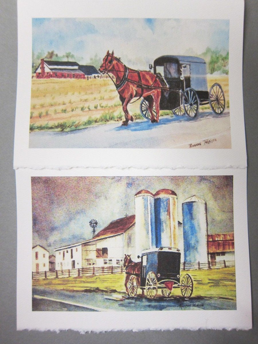 #Amish Country Scenes 2 Note #Cards, 5 x 7, Blank, @RTobaison #WatercolorsNmore Greeting Card, Buggies etsy.com/listing/705869…  #cctag #NoteCards
