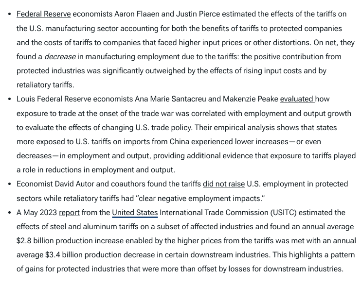 Of course, billions in added tax costs are not the only harm from the trade war. Far worse is that the 2018-2019 tariffs have had a net negative impact on the U.S. economy, a consensus that emerges from the economic literature on the trade war: taxfoundation.org/blog/biden-tru…