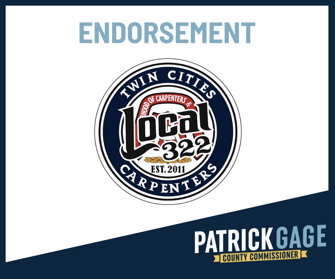 As a committed DFLer, I’m proud to be labor-endorsed! Carpenters and working people are the backbone of Hennepin County. I look forward to building a better future together!