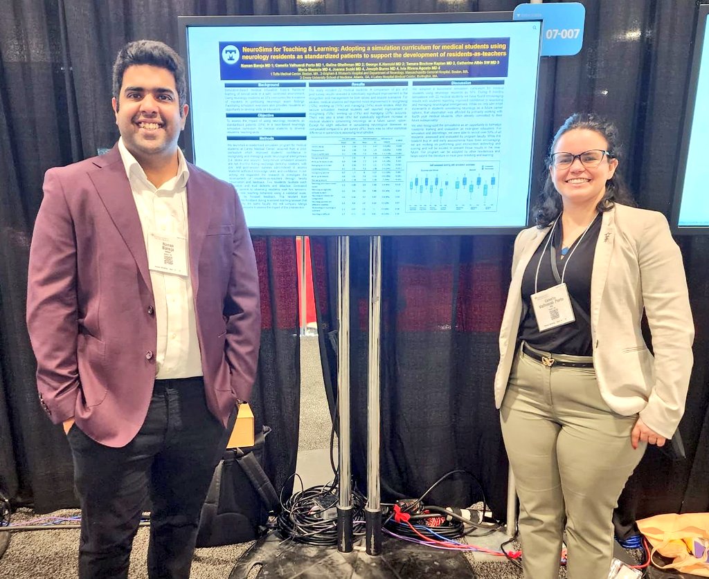 Excited with our poster on Simulation exercises to improve Neurology clerkship experience for medical students and residents teaching skills. @NamanBareja #AANAM @TuftsMCNeuro.Grateful for the initial inspiration guidance to Galina Gheihman and our mentors at Lahey Hospital