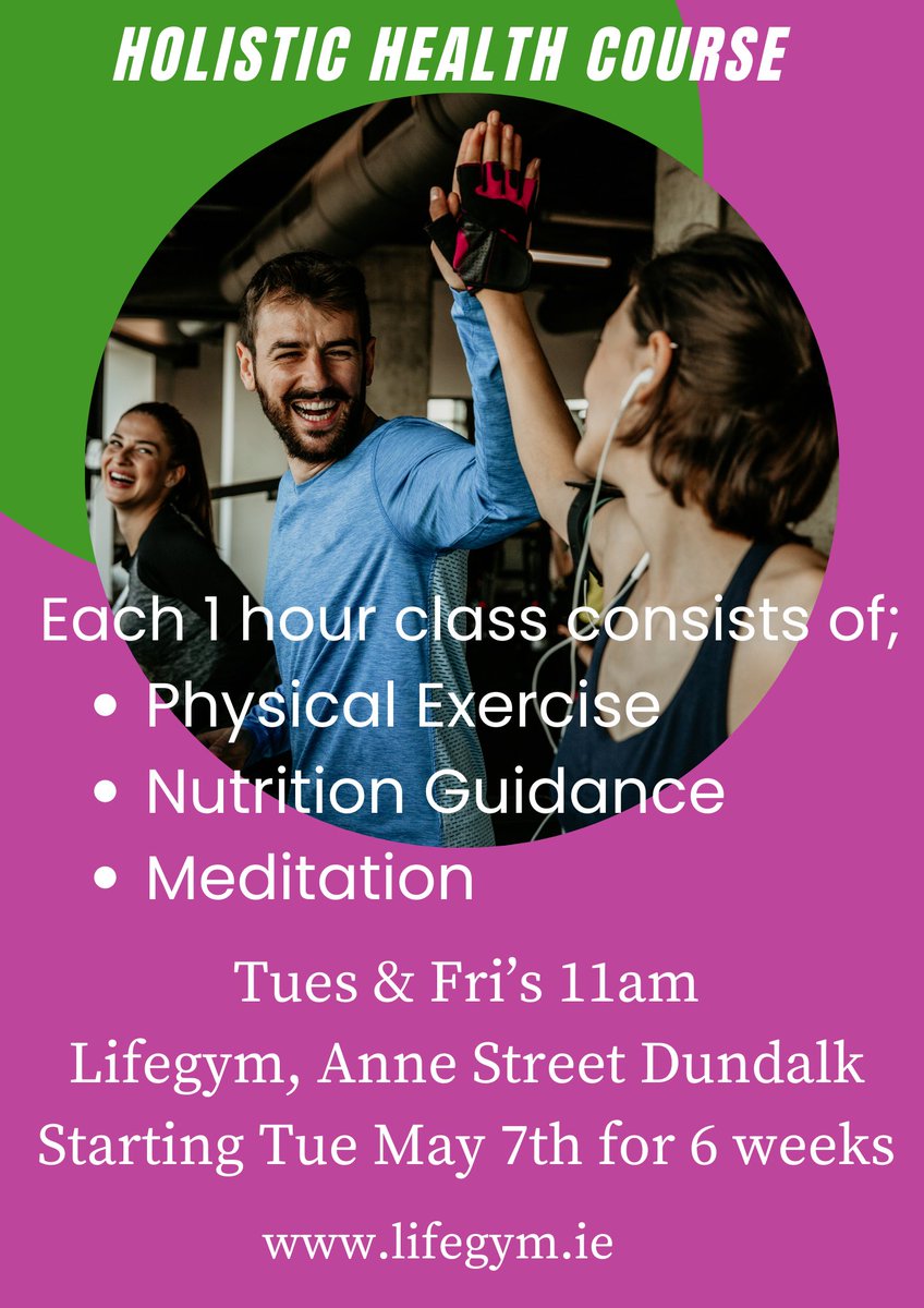 Don't miss out. 2 places left. Book now
New Morning Holistic Health Course starting in Lifegym (More than just an exercise class!) 
Due to the success of our evening classes, we are now starting a Morning class in May.
#lifegym #weightloss #grouptraining #energy #weighttraining