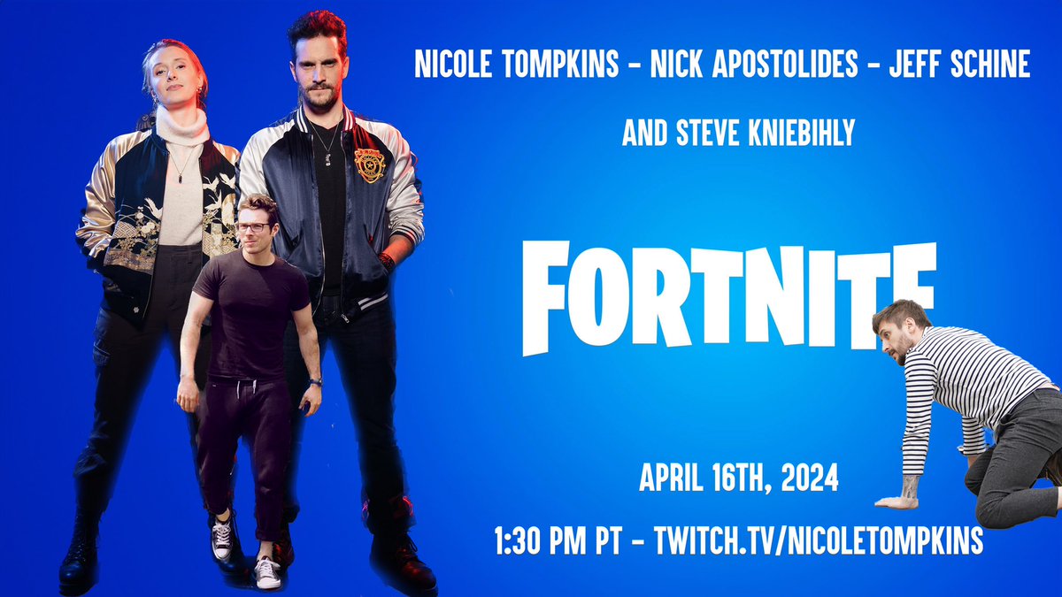 Update, @stevekniebihly is joining the squad. See you in an hour! @JeffSchine @Nik_apostolides Twitch.tv/nicoletompkins