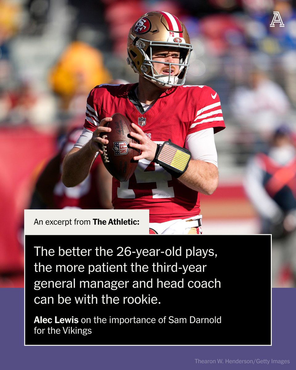Most expect the Vikings to go after a quarterback early in next week's NFL draft. But the success of that QB could come down to another that Minnesota signed early in the free-agency period. @alec_lewis details the importance of Sam Darnold ⤵️ theathletic.com/5417770/2024/0…