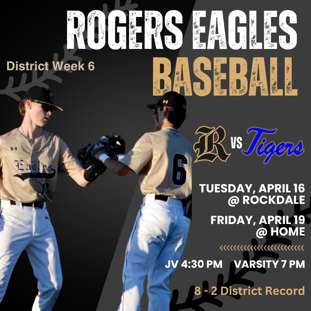 CooperMassar's tweet photo. Rogers Eagles take on Rockdale this week. 8-2 in district play.  W.A.R. @RogersAthletic1 https://t.co/oLIXB1yvr6