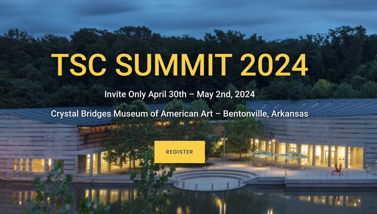 We can't wait to see you at TSC Summit 2024! Join us April 30th - May 2nd at the stunning Crystal Bridges Museum, Bentonville, AR. Get ready for 17+ engaging sessions, unparalleled networking, and unforgettable activities.

View the agenda here:
sustainabilityconsortium.org/tsc-summit-202…