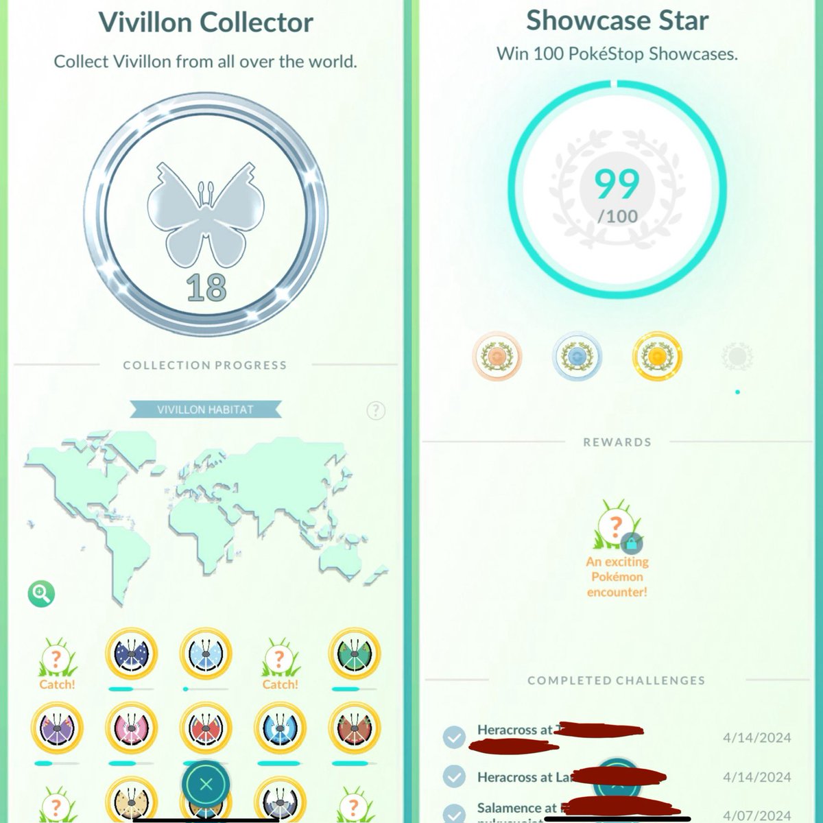 still_tia's tweet photo. @PurpleFeebas Honestly not 100% sure, but I think it’s the Vivillon Collector. If I would have remembered to check the Heracross showcases before they ended — that would’ve been my answer 🫠 https://t.co/2fFbSjyAGo