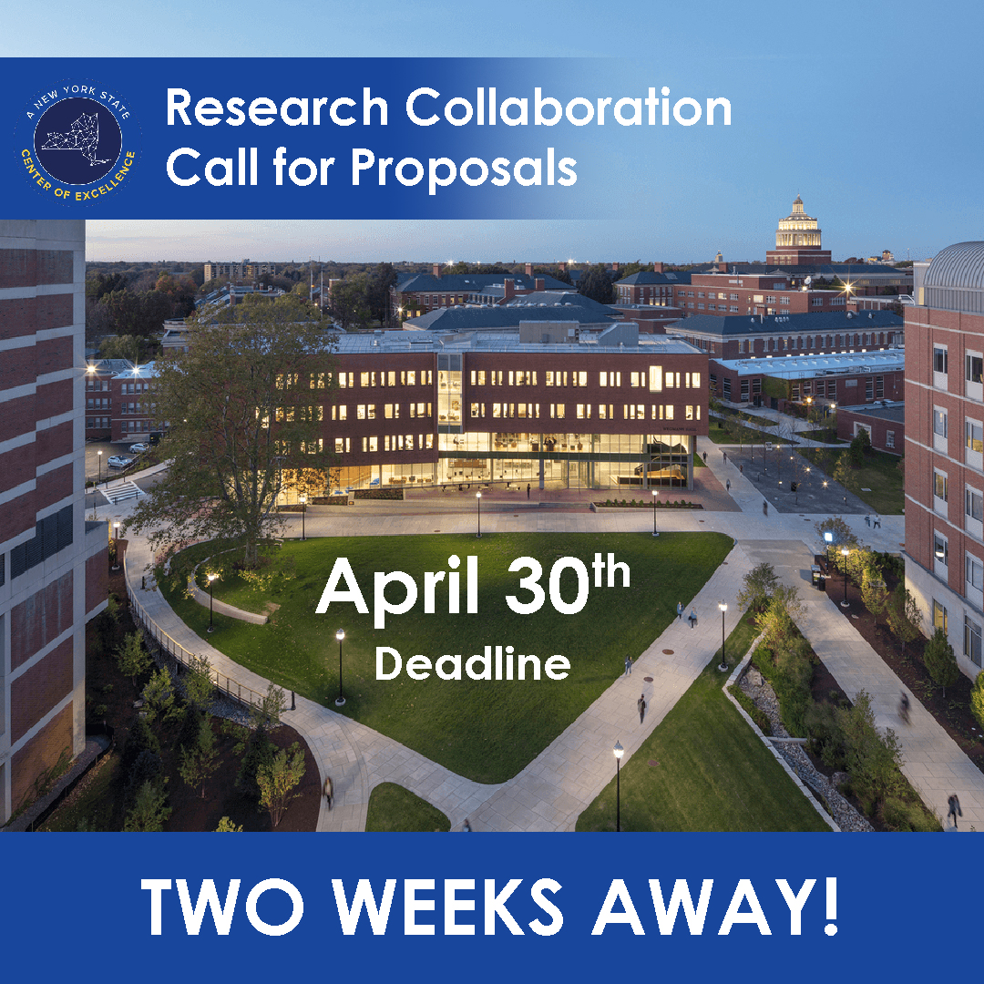 NY state businesses have the opportunity to work with our researchers in the CoE's research collaboration program. Our application deadline is in two weeks (April 30th)! Interested in applying or hearing more? Learn more here: shorturl.at/rEFY3 #NYStar