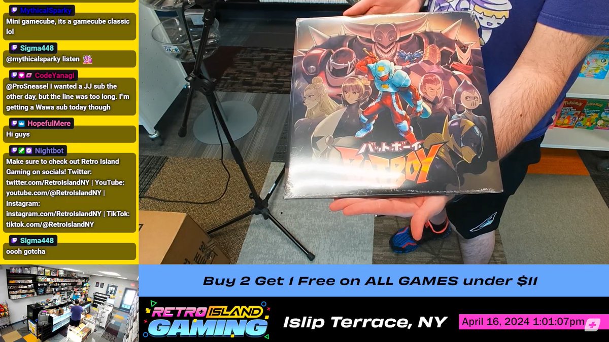 OUR FIRST ON STREAM FEATURE!

Thank you <a href="/RetroIslandNY/">Retro Island Gaming</a> for showing off the Bat Boy soundtrack on vinyl today during their stream! 

Whether you like NEW old-school Famicom chiptunes or are just a fan of Bat Boy, get your limited pressed soundtrack over at Retro Island! 🤩🎶