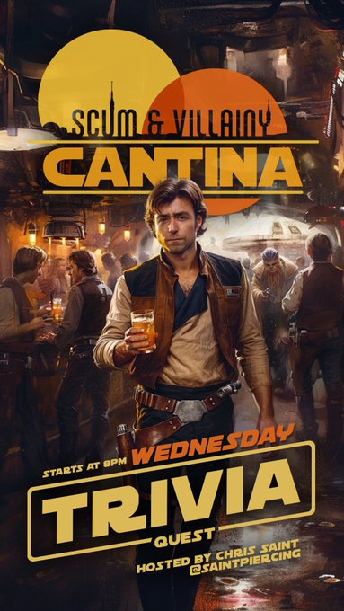 I&rsquo;m hosting nerd / geek / pop culture trivia at @SVCantina in Hollywood - Wed @ 8pm - Come say hi 😅🥰