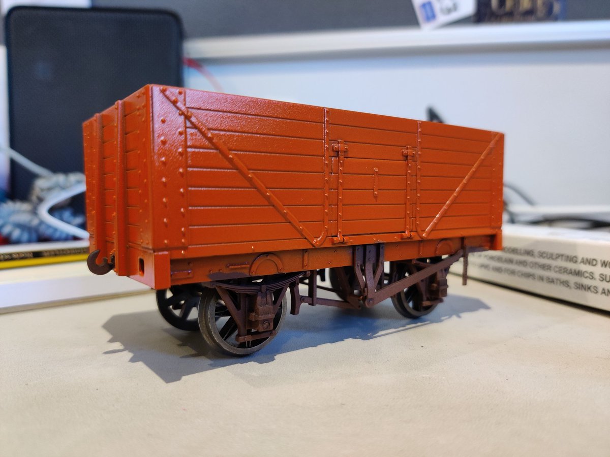 Recently acquired a second hand dapol 8 plank and resprayed it the same orange as the FQC wagon. Now... Fred Pelham or NCB...