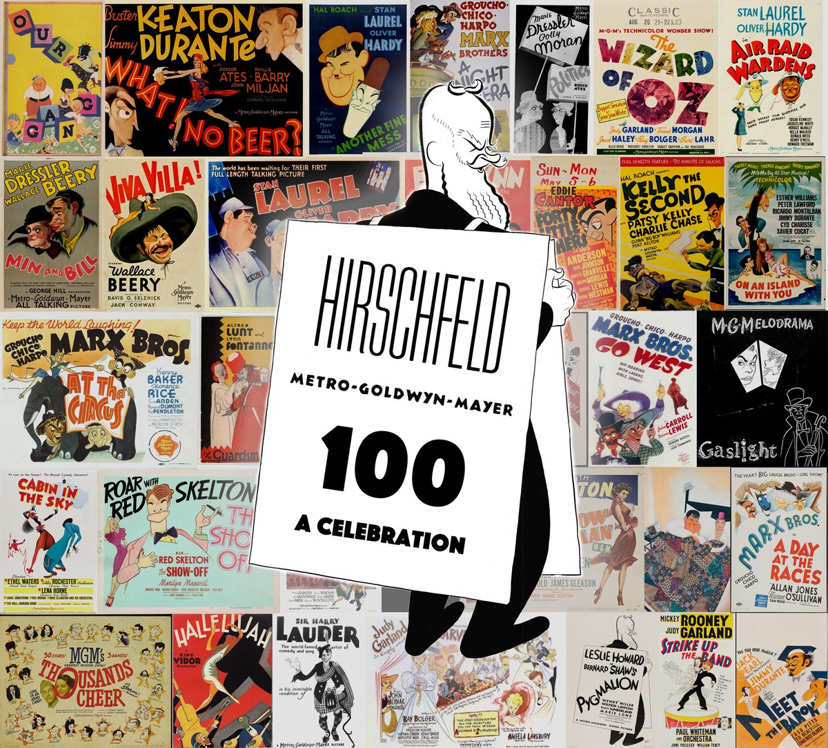 Happy 100th Anniversary to MGM! Hirschfeld created hundreds of posters, drawings, and other works for the studio for over 40 years! Follow along throughout the day as we look back at just a few of his many works with MGM and look out for a special announcement! #MGM100