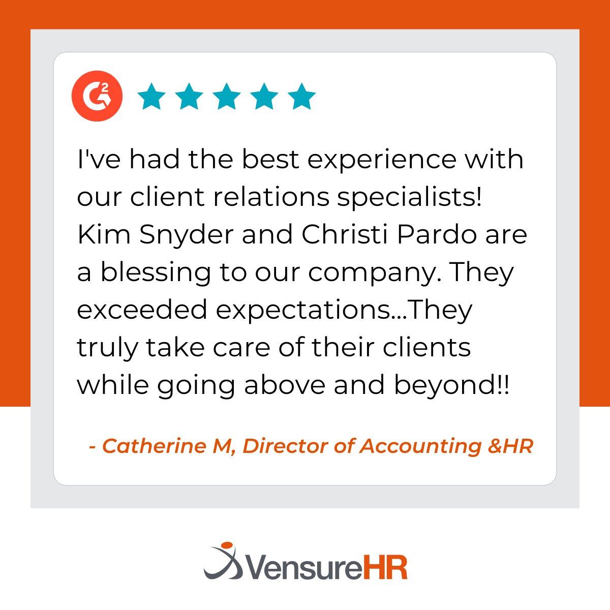 We just received an incredible shoutout that speaks volumes of the exceptional service provided by our very own Kim Snyder and Christi Pardo. Their commitment to our clients exemplifies what it means to go above and beyond. 🚀 #ExceptionalService #ClientFirst #Vensure