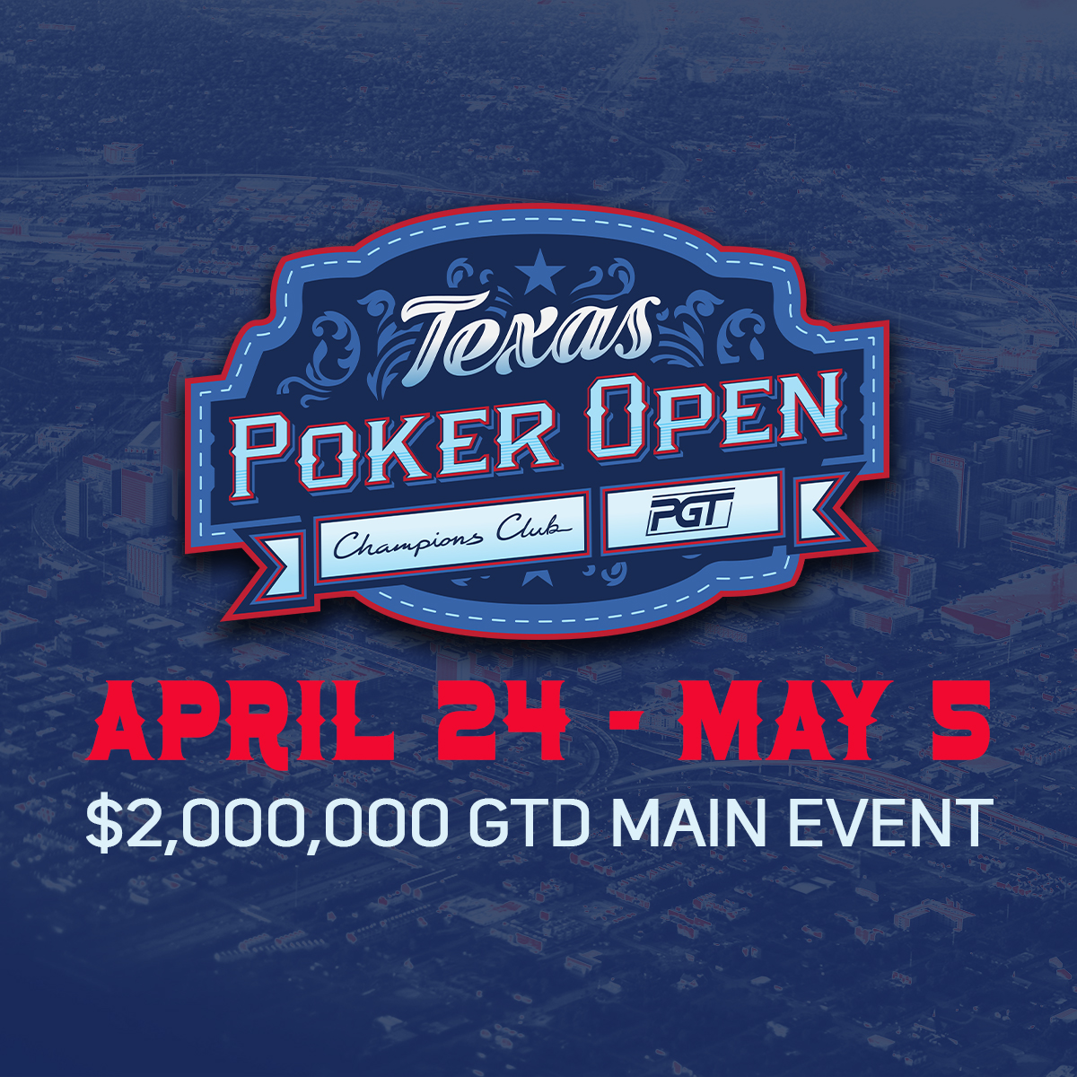 ChampionsClubTX's tweet image. A little over a week away from the start of the first ever @PokerGOTour Texas Poker Open at @ChampionsClubTX from April 24th - May 5th, headlined by the $2,000,000 GTD Main Event!

Link to schedule &amp;amp; structure Sheets:  qrco.de/beugSl