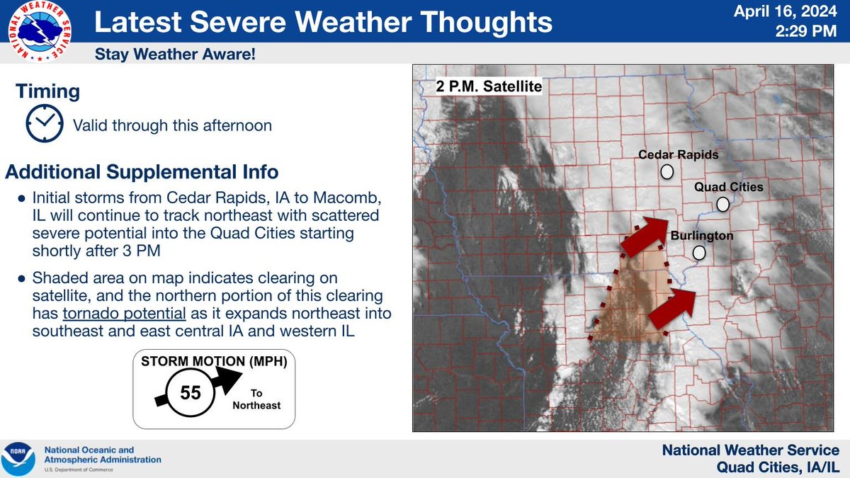 Our latest thoughts with the second axis of developing storms across far southern IA / Missouri moving northeast. Potential for all hazards if they can mature, including some tornadoes. The northern extent of the severe risk is not certain. Hail is a risk with any storm.