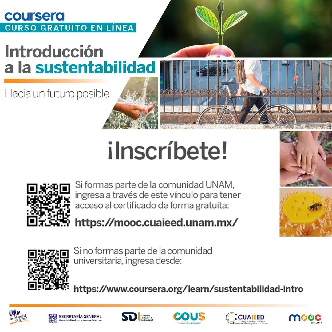 cousunam's tweet photo. ¿Sabes qué es la sustentabilidad y por qué es importante? realiza el curso en @coursera  "Introducción a la sustentabilidad: hacia un futuro" 
Realizado por @cuaieedunam y #cousunam  ante el creciente interés sobre los problemas #socioambientales 🌏💦💧 👇 https://t.co/ETtBoJriTo