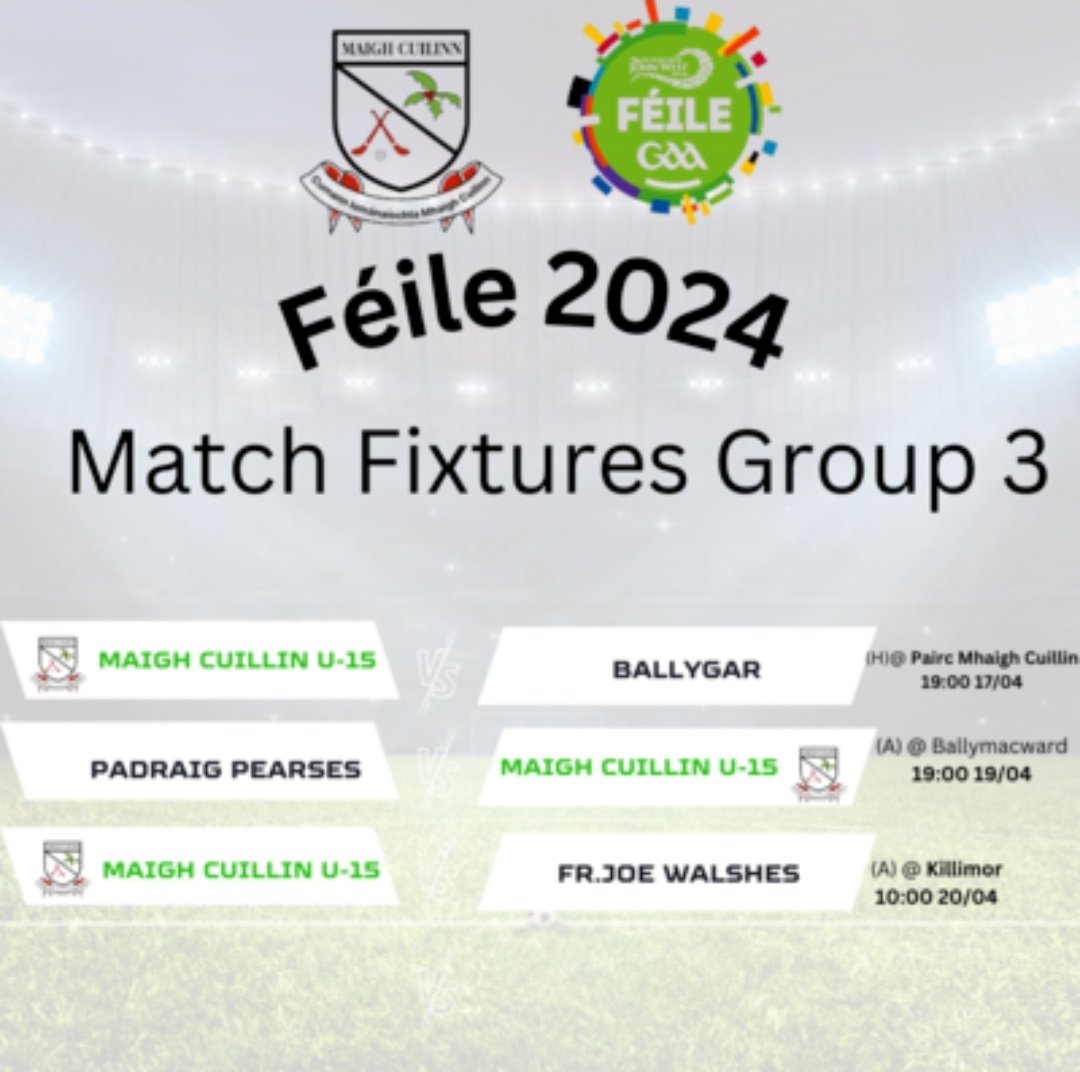 A big week ahead for our 15 hurlers with @feilegaa kicking off this Wednesday evening with a game at home at Páirc Mhaigh Cuilinn. Best of luck to all players and management. #GAA #feilenangael #hurling