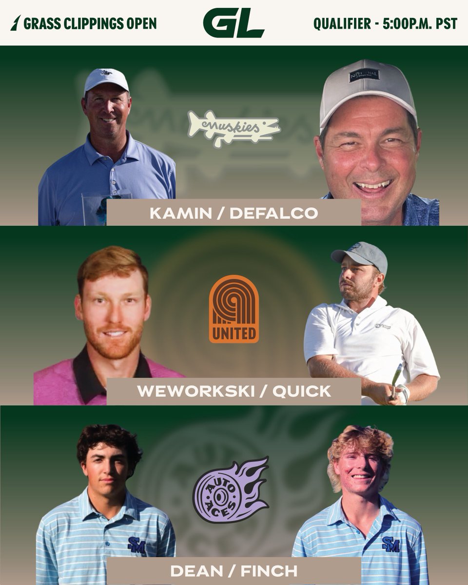 Pairings are set for tomorrow's qualifier. Shotgun start at 5:00pm. All pairings found at grassleague.com or the link in the bio. Free entry. Featured group off #1: Kamin/Defalco | Weworkski/Quick | Dean/Finch