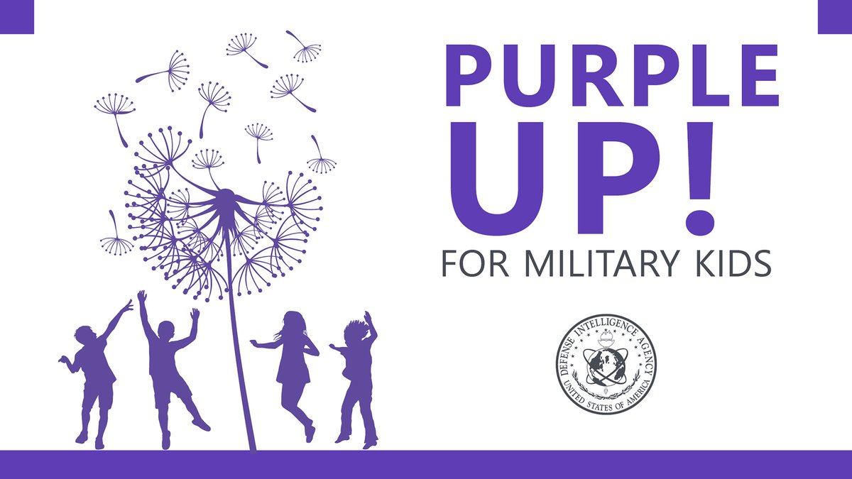 April is Month of the Military Child. #PurpleUp to celebrate and recognize military-connected children for the sacrifices they make to support their families and our nation. Looking for resources to help your #MilFam and #MilKids? Visit militaryonesource.mil/parenting/chil…