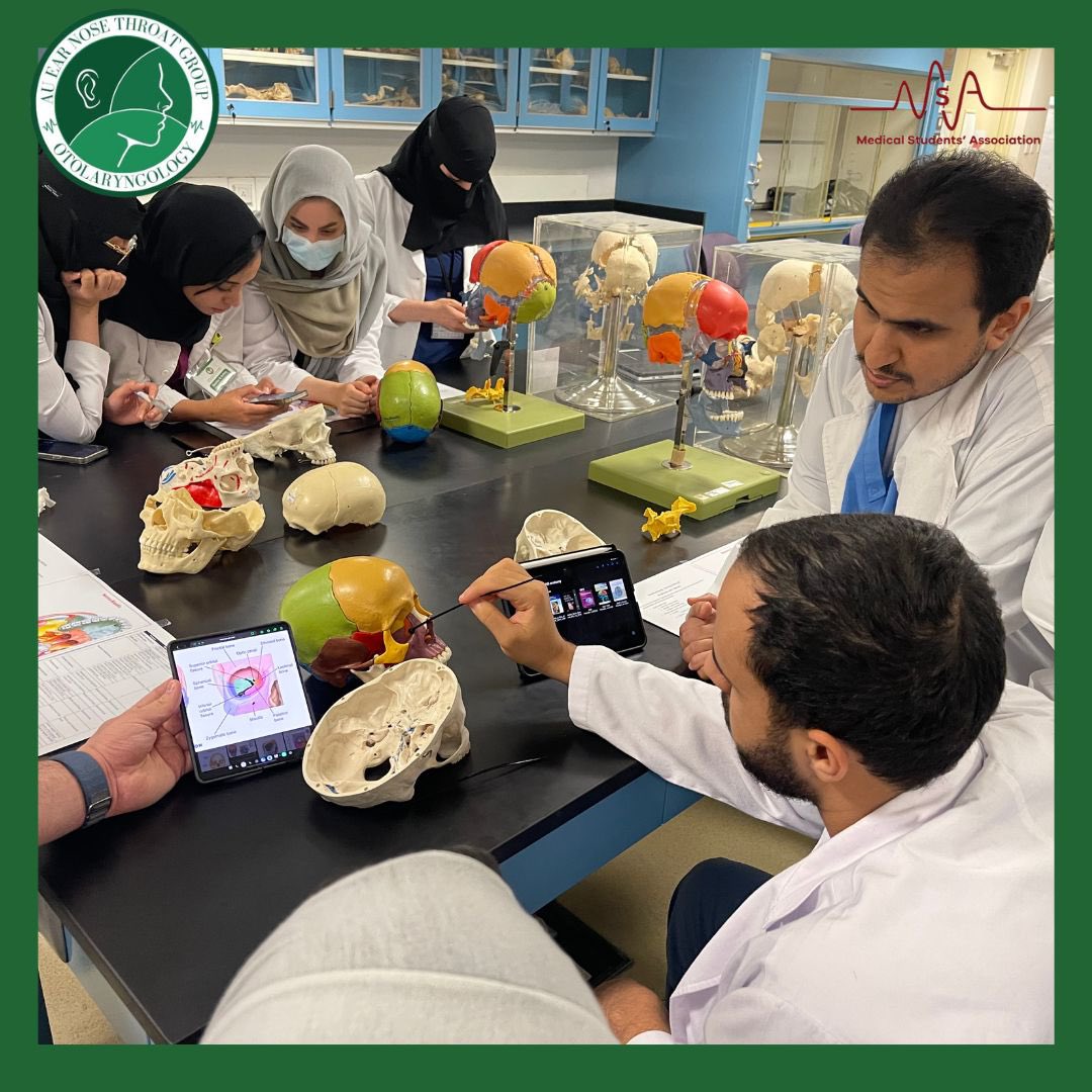 entgroup_au's tweet photo. We are immensely thankful for Dr. AlHammad, Dr. AlDahesh, Dr. Ikram, Dr. Ansary, &amp; Dr.AlOtaibi to have hosted The Neurosurgery Cadaver Workshop: Skull Base Anatomy at the Otolaryngology &amp; Neuroscience Anatomy Lab at Alfaisal University with MSA’s support! https://t.co/uvftFenRec