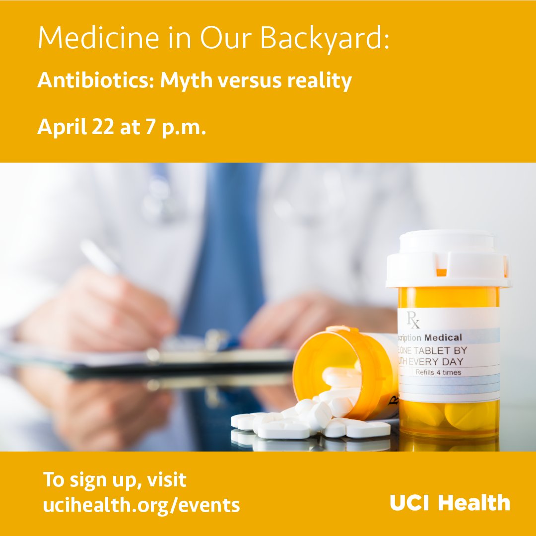 On April 22, Dr. Emily Blodget, board-certified specialist in infectious diseases at UCI Health, will join the @nbplfoundation for a discussion on the myths and reality of antibiotic use, including what the future pipeline looks like for #antibiotics. bit.ly/4cPYJFs