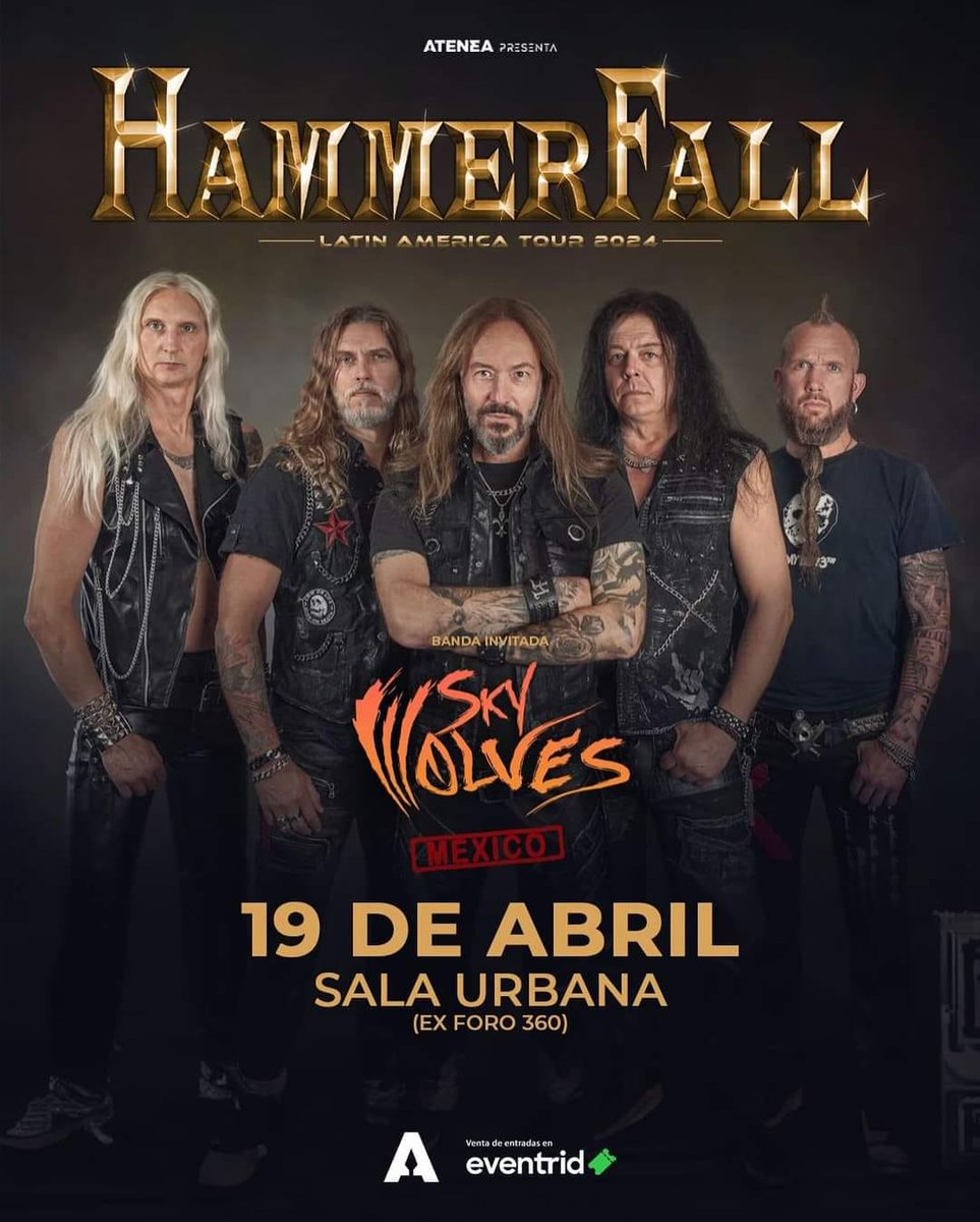 Este viernes, @HammerFall te espera sobre el escenario del Sala Urbana para un concierto único como parte de su 'Latin America Tour 2024'.

Boletos disponibles: n9.cl/boletos-hammer…

@BeristainEntmt / #HammerFall #LatinAmericaTour2024 #SkyWolves
#SalaUrbana #Conciertos #Metal