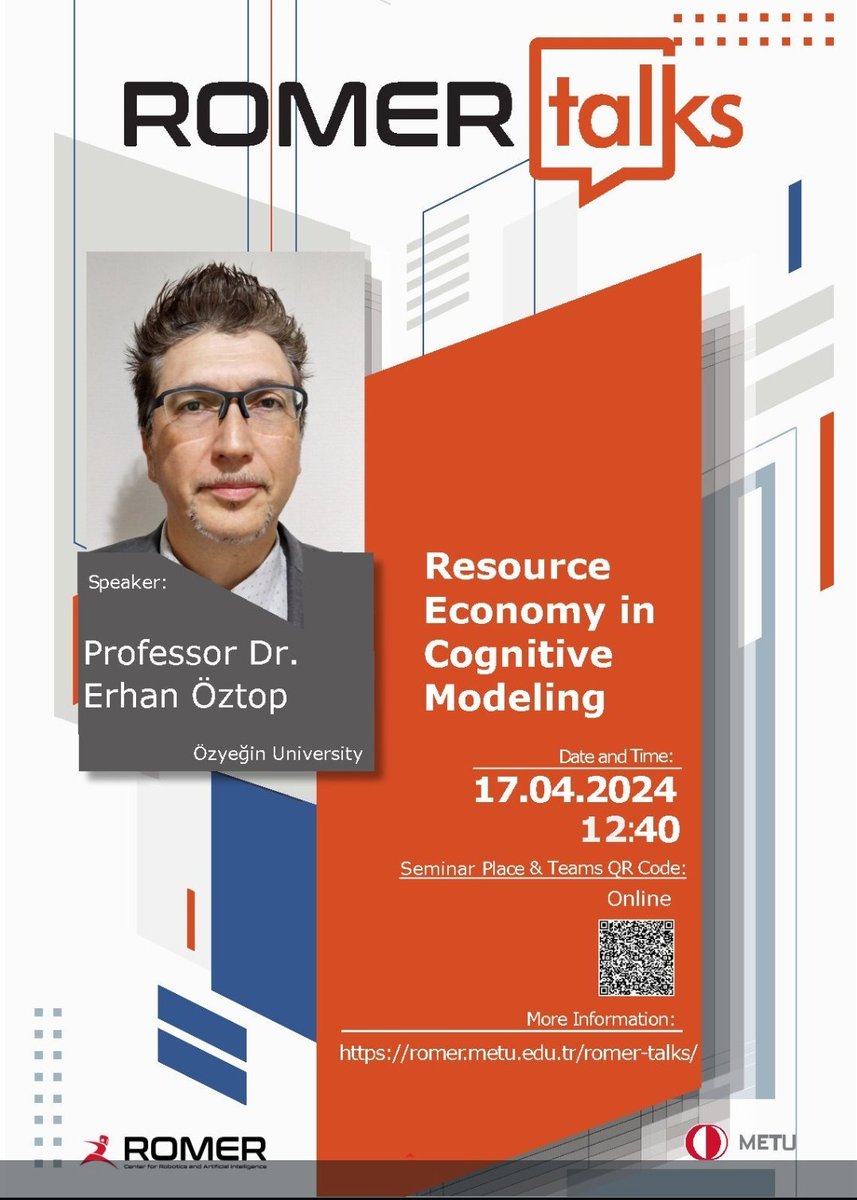 🤖 This week Prof. Erhan Öztop will be joining us in our online seminar on Wednesday 12:40 . MS Teams link and more info available at romer.metu.edu.tr/romer-talks/