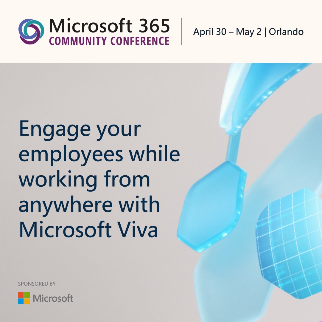 #M365Con will provide extensive opportunities to train & network on how to succeed with Microsoft Viva. Check out the extensive list of #MicrosoftViva focused content. m365conf.com/#!/sessions?pr… Register Today, space is running out. m365conf.com