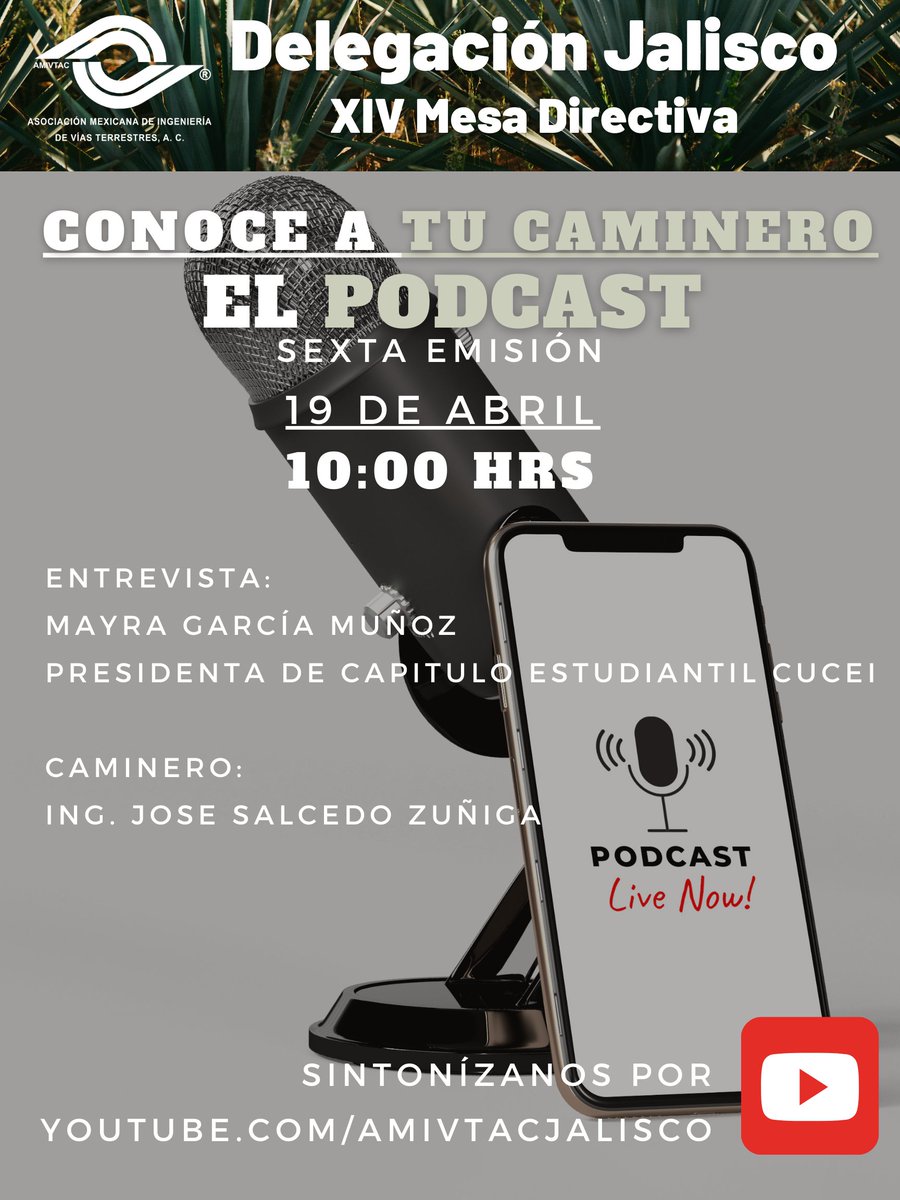 No te pierdas nuestro próximo episodio del podcast "Conoce a tu Caminero", esta vez con el ing. José Salcedo Zúñiga, experto en geotecnia! Sólo por youtube!  youtube.com/live/tqfS-3Uaq…