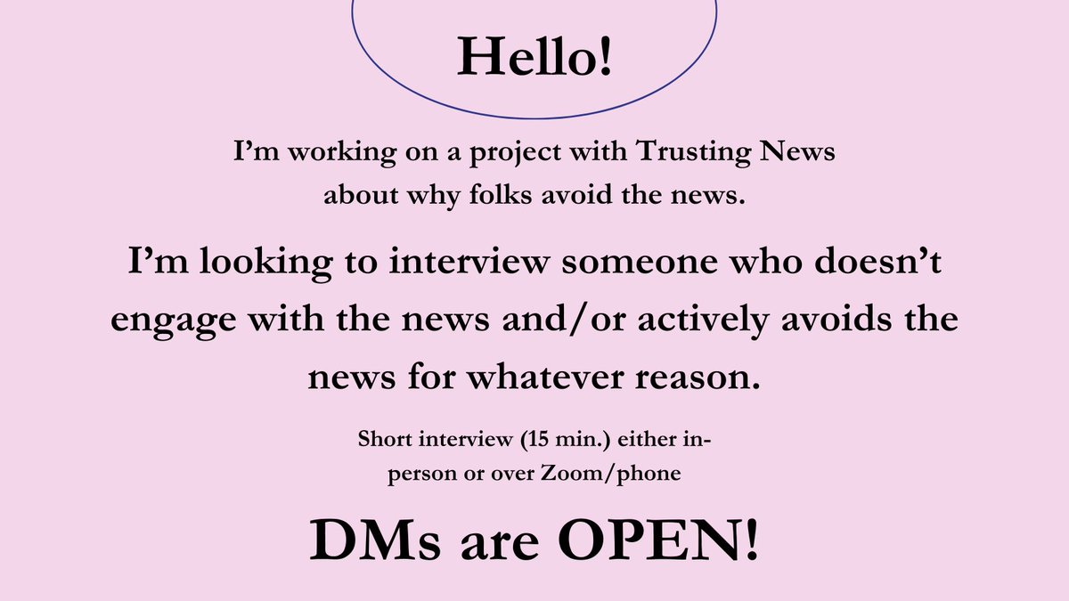 Do you actively avoid the news? I want to talk to you! DMs are open!