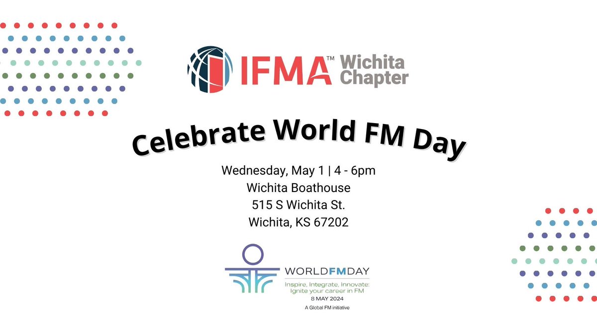 Join us in celebrating #WorldFMDay on May 1! We will be giving away 2 $100 gift cards, a IFMA Wichita membership, and SFP/FMP Scholarship. Bring a colleague! Sign up today. ifma-wichita.ticketleap.com/ifma-wichita-f… #facilitymanager #facilitymaintenance #facilitymanagement