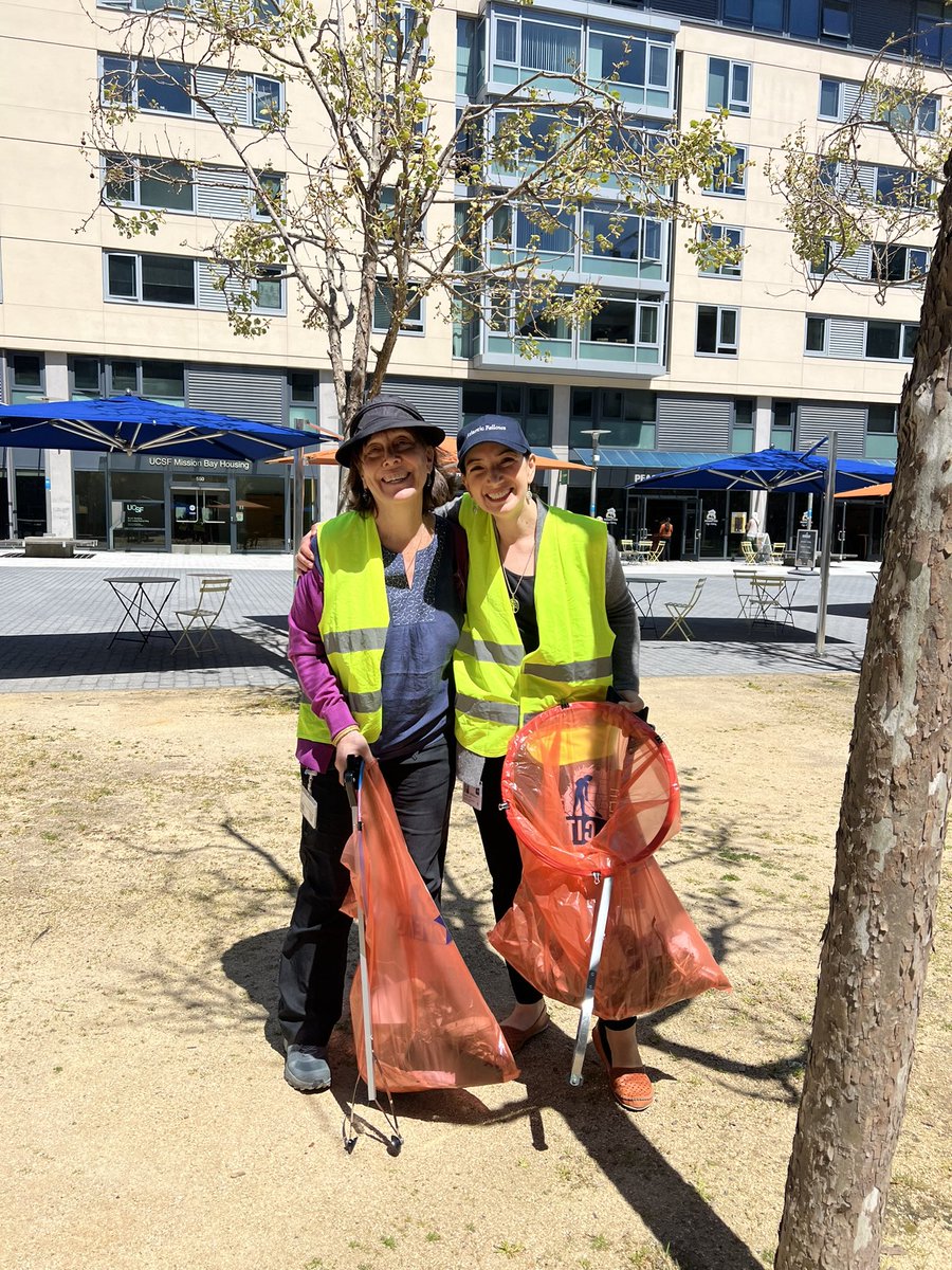 Cleaning up in Mission Bay today with employees from @UCSF @UCSFHospitals. They know a thing or two about keeping the community healthy. Even though it’s one of the cleaner areas of San Francisco, volunteers had no problem filling their bags with trash. Great job!