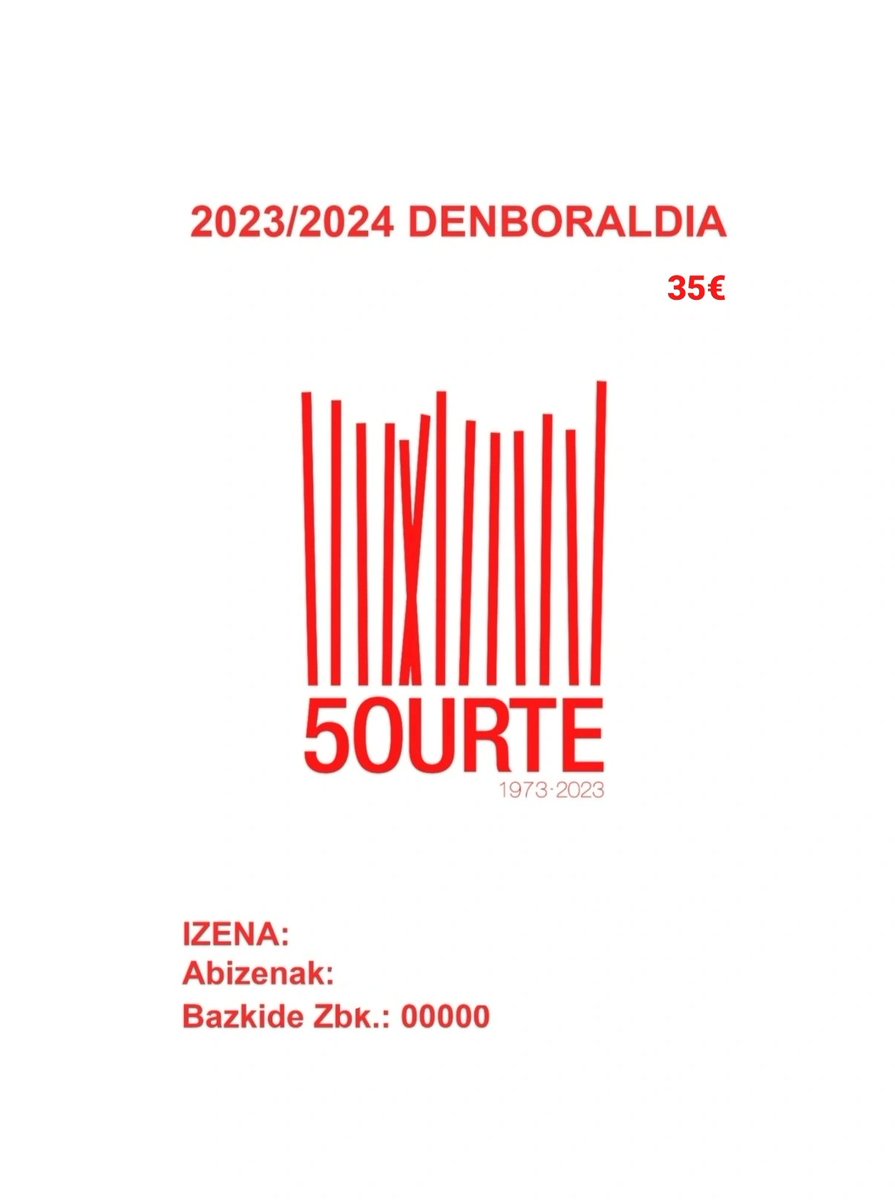 🔴Aurtengo denboraldiko bazkidin txartelak be listo daz ! 
Dendan eongora aukeri hartzeko, BAIXAKUTAN 18: 00- 20: 00