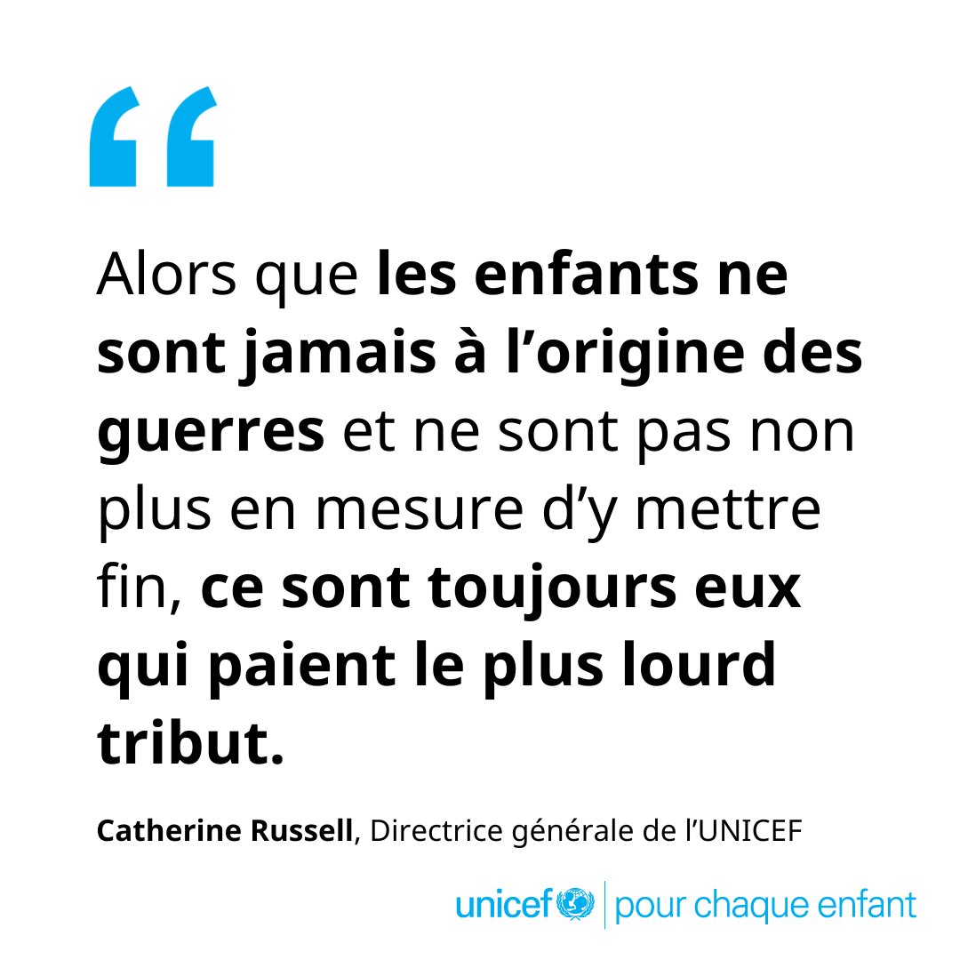 Dans l’intérêt de chaque enfant, j’exhorte les parties au conflit à libérer tous les otages israéliens, à mettre en œuvre un cessez-le-feu immédiat dans la bande de Gaza, à permettre un accès humanitaire sans entrave et à cesser les violences. Déclaration: uni.cf/3Q6N1MK